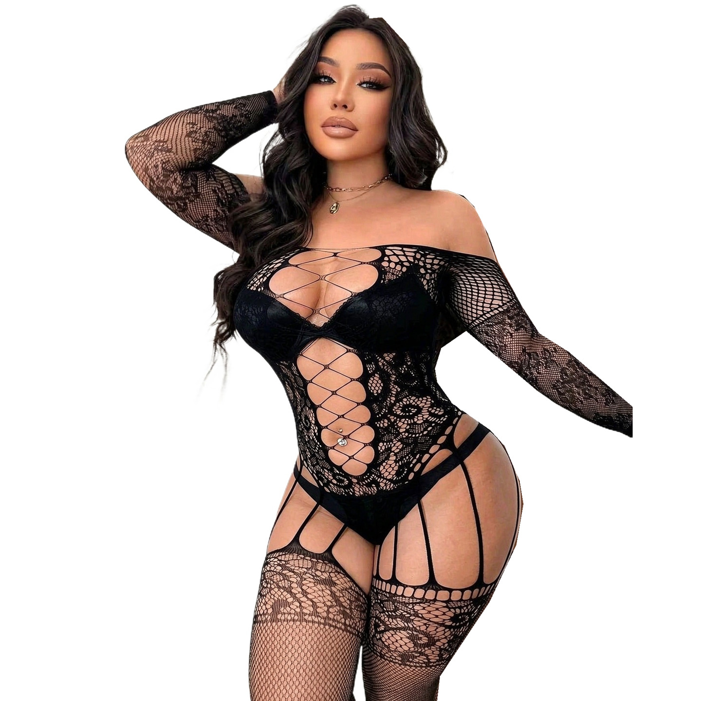 Fishnet Stocking Women - フィッシュネット全身ストッキング ファッションボディスーツ 透明ボディストッキング セックス用 大人女性コスチューム セクシージャンプスーツ