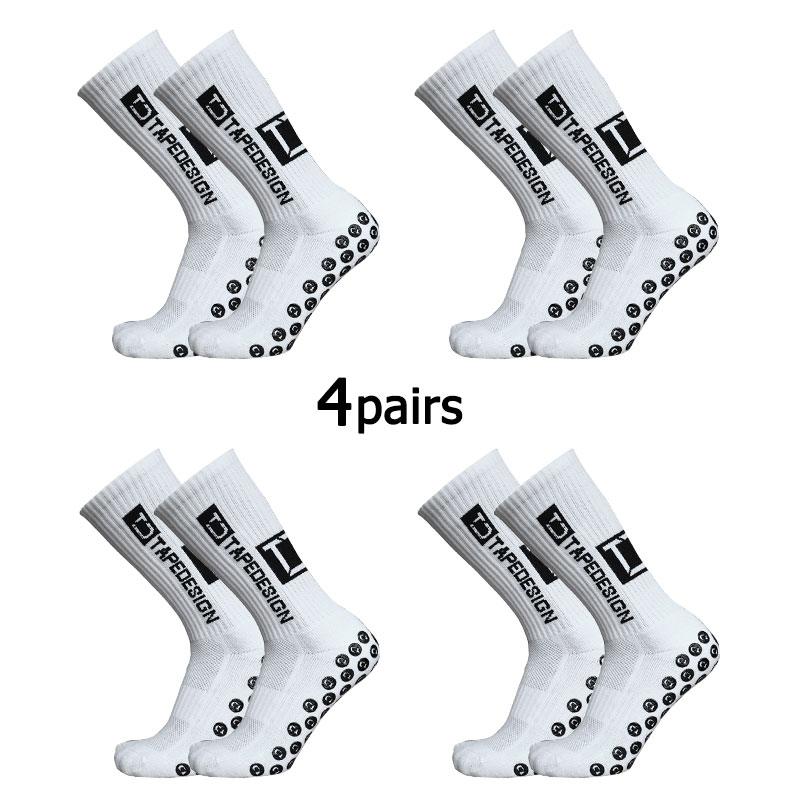 Compression Sleeve Calf - 4 ペア/ロット 2024 新アンチスリップ Tapedesign サッカーソックスミッドふくらはぎノンスリップサッカースポーツサイクリングスポーツメンズ靴下
