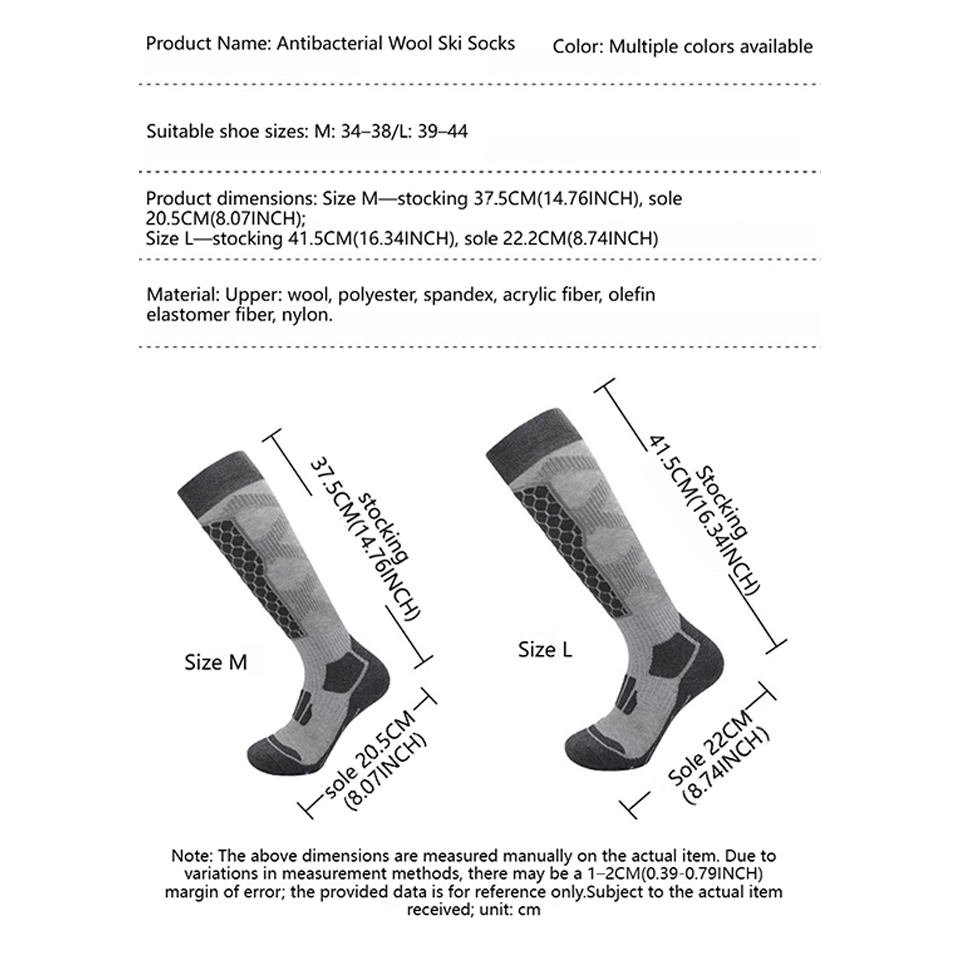 Loogdeel 1ペア 秋用プロ仕様抗菌保温スキーソックス - Wool Hiking Sock のレビューと価格