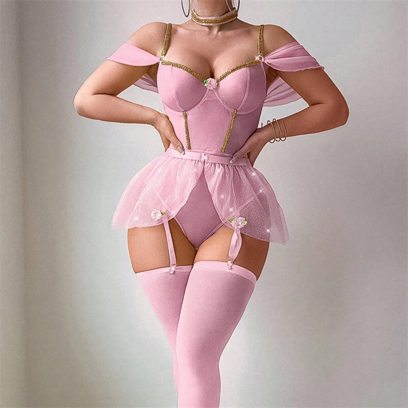 光沢のあるボディスーツランジェリーセット女性ウェットルックワ - Fishnet Stocking Women のレビューと価格