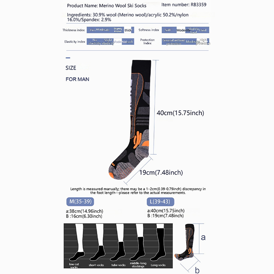 Loogdeel 高品質メリノウール製、膝丈の長めのスキーソ - Wool Hiking Sock のレビューと価格