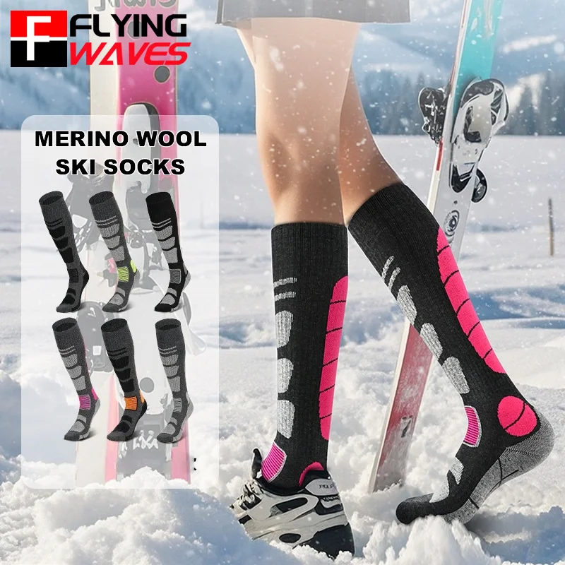 1 ペアメリノウールスキーソックス男性暖かい高弾性ウィンター - Thermal Sock Winter のレビューと価格
