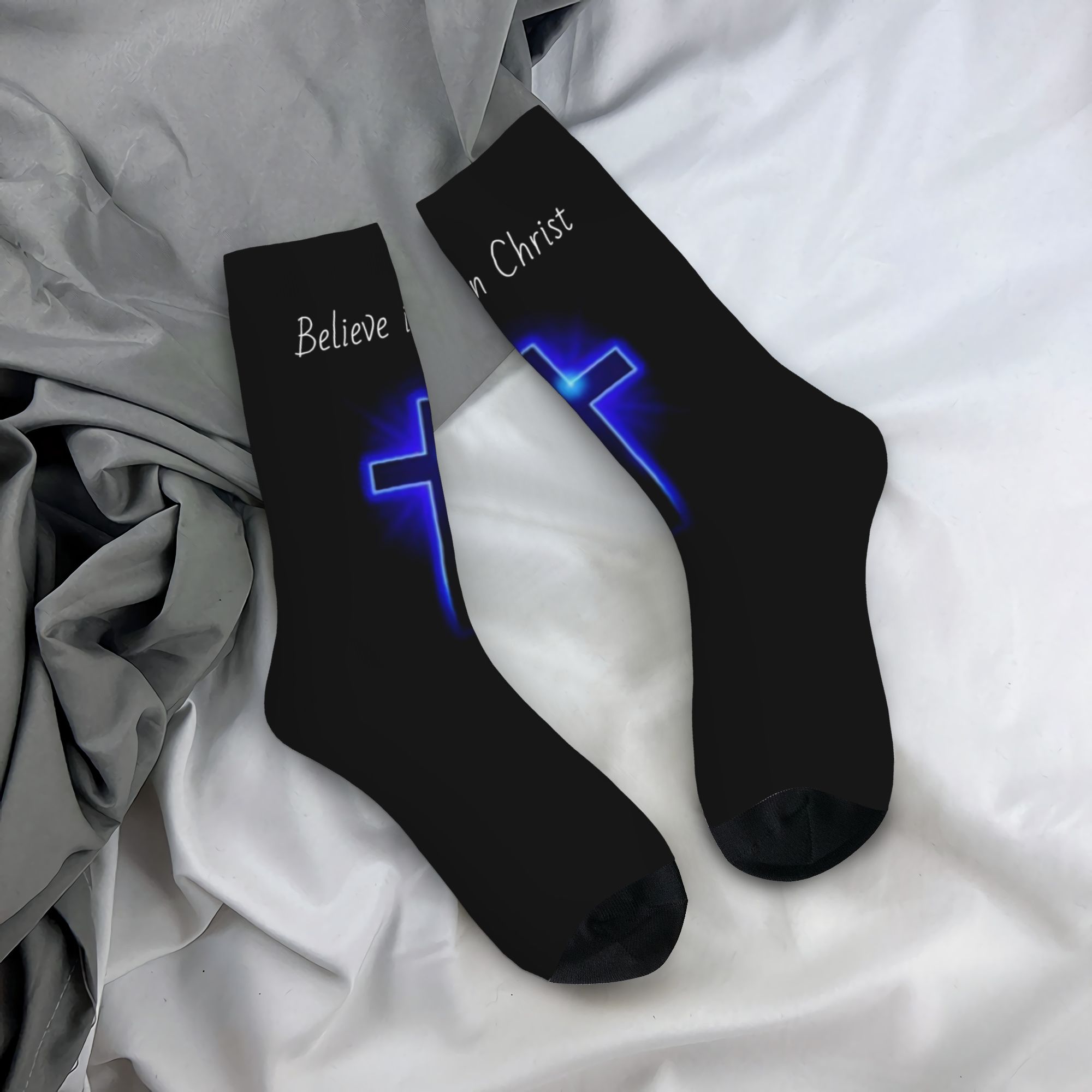 カスタムビリーブ イエス・キリスト メンズ レディース クル - Dress Sock Men のレビューと価格
