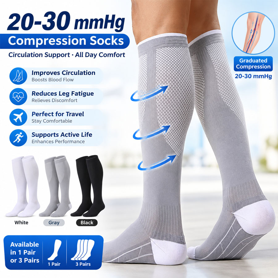 3/1ペア 20-30mmHg 圧縮ソックス、循環サポートふ - Compression Sleeve Calf のレビューと価格